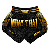 Short Muaythai Dragon Thai Dourado Unissex Curto