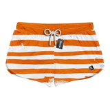 Short Praia Feminino Listrado Orange Bermuda Casual Ref0208