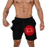 Shorts 2 Em 1 - Dry Fit E Térmico De Compressão Corrida Long