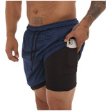 Shorts 2 Em 1 Esportivo Academia Com Bolso Dryfit Treino Fit