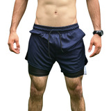 Shorts 2 Em 1 Esportivo Academia Dryfit Toalha De Brinde