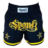 Shorts De Muay Thai Spank Preto Dourado 
