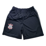 Shorts Infantil Corinthians Bermuda Calção Preto Timão