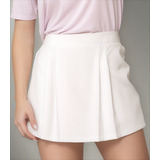 Shorts Saia Alfaiataria Estilo Tenista Com Pregas E Elástico