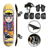 Skate Completo + Kit Proteção Unitoys Suporta Até 100kg