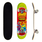 Skate Infantil Montado Completo Street Semi Profissional Pro-1 Maple Burger Shake 100kg Life Dreams