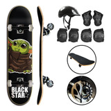 Skate Iniciante Montado Com Kit Proteção Até 100kg