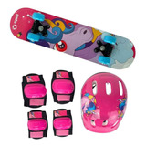 Skate Menina Com Kit Proteção Até 35kg Spin Infantil