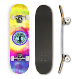 Skate Montado Completo Street Semi Profissional Pro-1 Maple Colorido Tie-dye 100kg Life Dreams