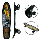 Skate Penny Mini Cruiser Desenho Skate Infantil - Preto