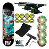 Skate Profissional Montado Black Star + Chave Manutenção