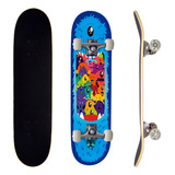 Skate Street Completo Azul Montado Semi Profissional Pro-1 Monster 100kg Life Dreams