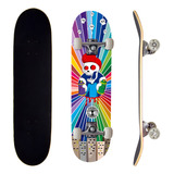 Skate Street Completo Montado Semi Profissional Pro-1 Colorful Skull 100kg Life Dreams