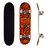 Skate Street Completo Montado Semi Profissional Pro-1 Maple Laranja Tiger 100kg Life Dreams