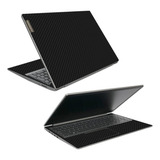 Skin Adesiva Pelicula Para Notebook Lenovo Ideapad - S145 Cor Fibra De Carbono Preta
