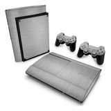 Skin Para Ps3 Super Slim Adesivo - Aço Escovado Cinza