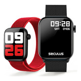 Smartwatch Seculus Troca Pulseiras 17001mpsvpl1 Caixa Preta