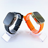 Smartwatch Ultra 9 Max Tela Amoled 49mm Bluetooth Cor Da Caixa Prata Cor Da Pulseira Laranja Desenho Da Pulseira Ocean