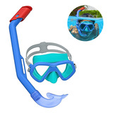 Snorkel Infantil Máscara De Mergulho Azul Nadar Piscina Água