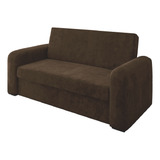 Sofá Cama Versátil 2 Lugares Veludo Selmer Cor Marrom