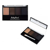Sombra De Sobrancelhas Paleta 3 Tons + Fixador Ruby Rose Cor Da Sombra Tons Marrons