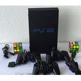 Sony Playstation 2 Standard Cor Matte Black + 1 Controle Original + Mx4sio + Cartao Sd 256 + 2 Controles De Brinde