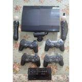 Sony Playstation 3 Super Slim 250gb + 4 Controles + Kit Ps Move + 15 Jogos + Remote Keyboard