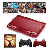 Sony Playstation 3 Vermelho - 500gb + 2 Controles