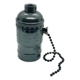 Soquete E27 Com Cordinha Antigo Retro Vintage - Preto Perola