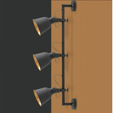 Spot Triplo De Sobrepor Tipo Industrial Preta C/ Dourado E27