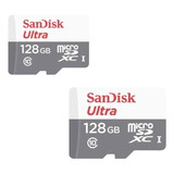 Super Kit 2 Cartão De Memória Sandisk Sdsquns 128gb Micro Sd