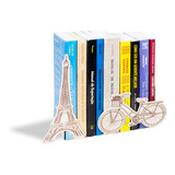 Suporte Aparador De Livro Dvd Cds - Paris Torre Eiffel Cor Bege