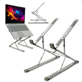 Suporte Base Alumínio Para Notebook Articulado Dobrável Ergonomico Nr17 Base Macbook Escritório Tablet Portátil Super Resistente Inox Aço Maciço N8 Cor: Prata - Smart Tools