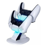Suporte Base Dock Carregador 2 Controles Com Led Ps5