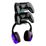 Suporte De Parede 2 Controles Xbox Headset One Ps2 Ps3