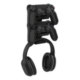 Suporte De Parede Para 2 Controles E Headset Xbox Ps4 Ps3 Cor Preto Peko