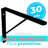 Suporte De Prateleira Preto Mão Francesa 30cm Com Parafusos