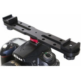 Suporte Duplo Sapata P Led Microfone Flash Cameras Dslr