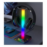 Suporte Fone De Ouvido Headset Efeitos Rgb Com Porta Usb Cor Da Luz Rgb Digital