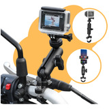 Suporte Giratório Guidão Bike Moto + Adaptador Celular Gopro