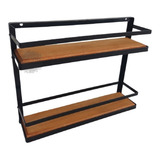 Suporte Livros 2 Andares Ferro Madeira Artesanato Mineiro Cor Preto
