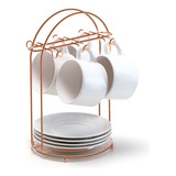Suporte Organizador Para Xícaras De Chá Luxo Rose Gold