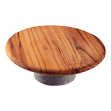 Suporte Para Bolo Provence Em Madeira Teca Com Base De Pedra Sabão 26x9 Cm Marrom Tramontina