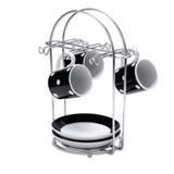Suporte Para Xicaras E Pires Café Cozinha Cromo 06 Lugares