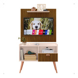 Suporte Tv Fixo Pequeno Painel Prateleira Rack Pés Palito