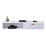 Suporte Tv Pequeno Suspenso Rack Parede Quarto Sala 1 Porta Cor Branco