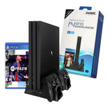 Suporte Vertical Para Ps4 Fat Slim Pro Cooler Com Carregador