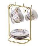 Suporte Xícaras Pires De Café Dourado Future 1124dd