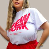 T-shirt Plus Size Feminina New York Camiseta 30.1 Penteado