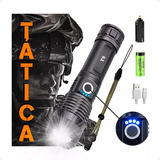 T9 Lanterna Tática Led Recarregável A Mais Potente Zoom Xhp Luz Branco Acompanha Cabo Usb-c Bateria Adaptador De Pilha